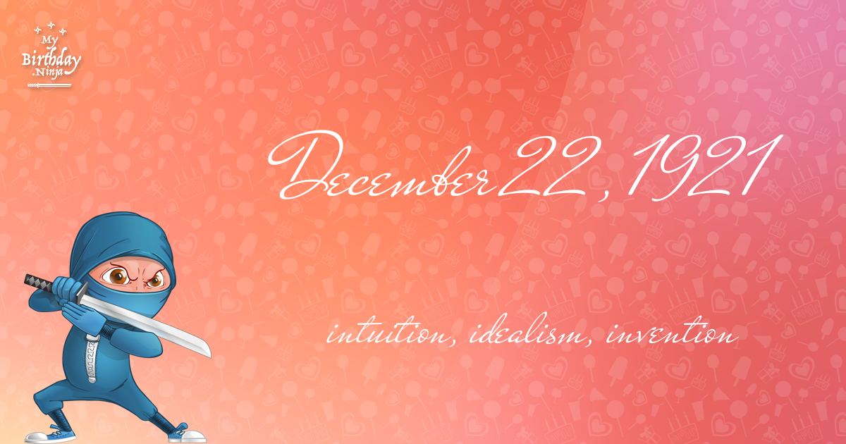 December 22, 1921 Birthday Ninja Poster