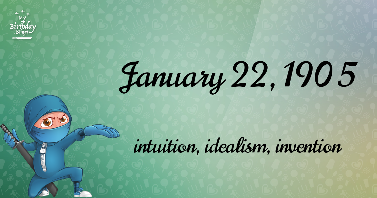 January 22, 1905 Birthday Ninja Poster