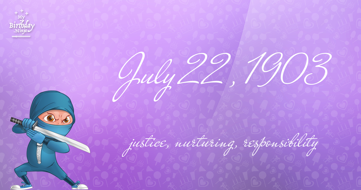 July 22, 1903 Birthday Ninja Poster