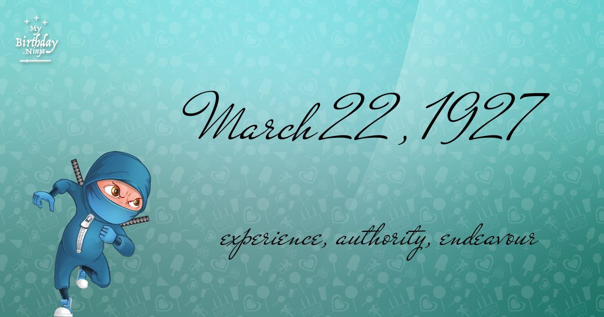 March 22, 1927 Birthday Ninja Poster