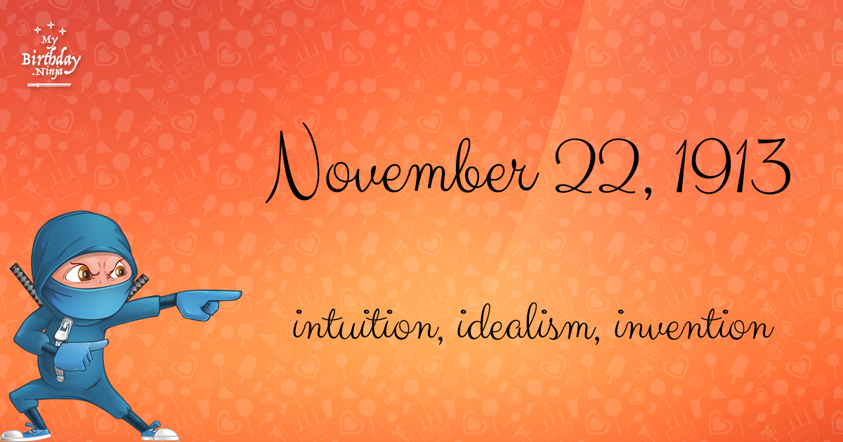 November 22, 1913 Birthday Ninja Poster