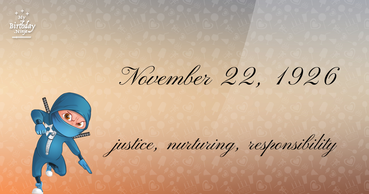 November 22, 1926 Birthday Ninja Poster