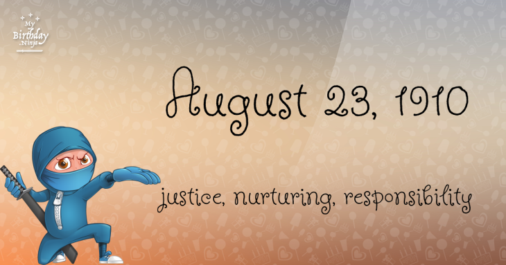 August 23, 1910 Birthday Ninja
