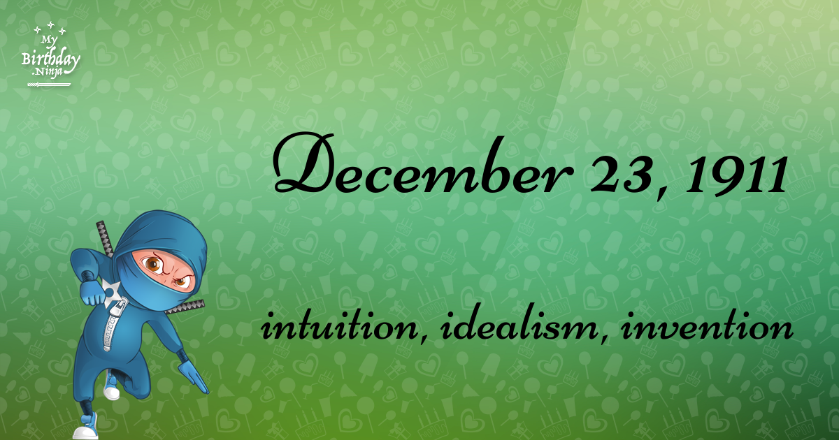 December 23, 1911 Birthday Ninja Poster