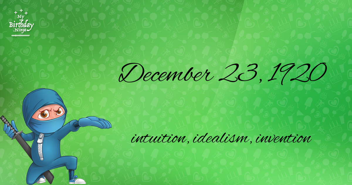 December 23, 1920 Birthday Ninja Poster