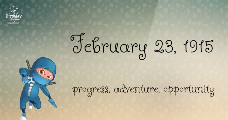 February 23, 1915 Birthday Ninja