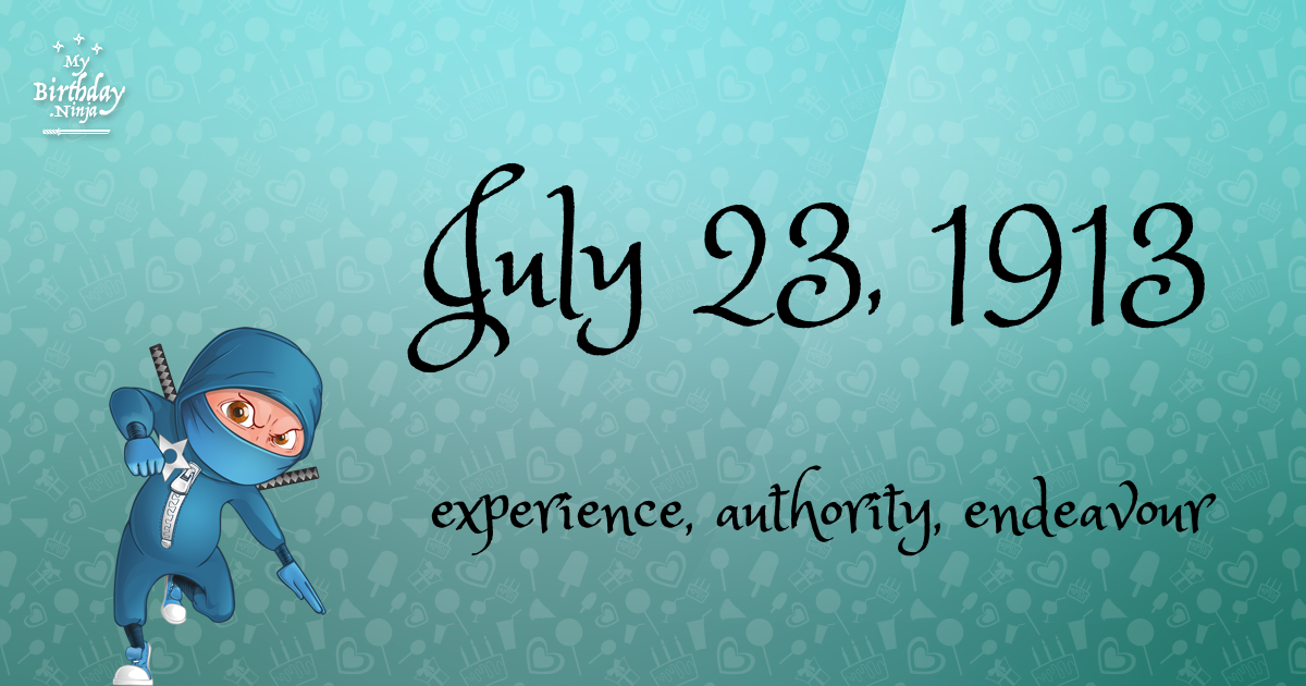 July 23, 1913 Birthday Ninja Poster
