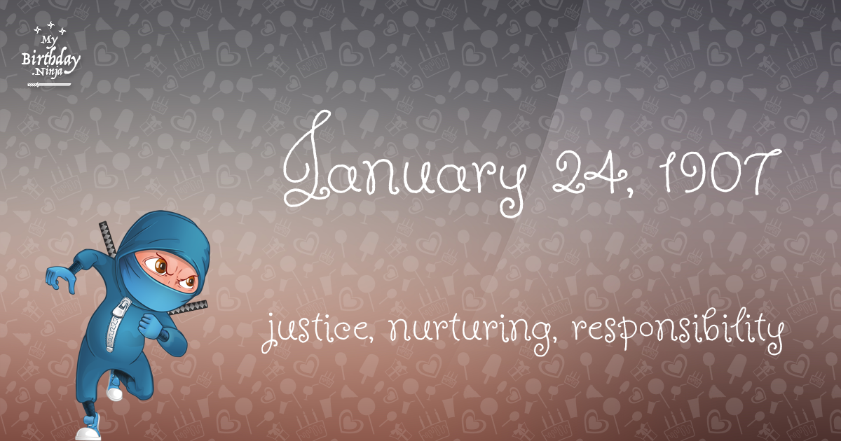 January 24, 1907 Birthday Ninja Poster