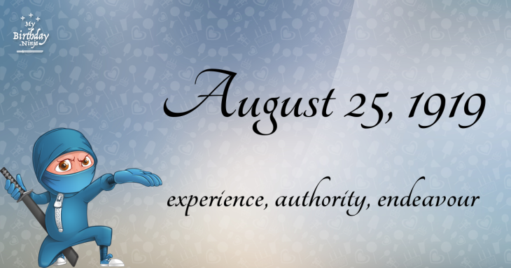 August 25, 1919 Birthday Ninja