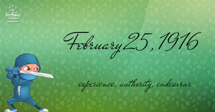 February 25, 1916 Birthday Ninja