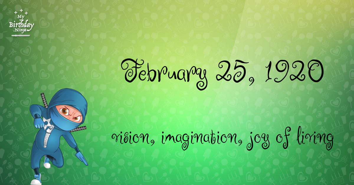 February 25, 1920 Birthday Ninja Poster