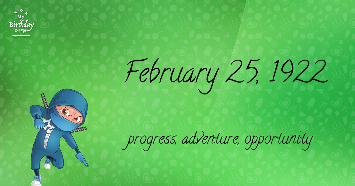 February 25, 1922 Birthday Ninja Poster