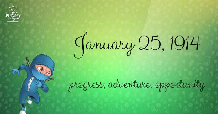 January 25, 1914 Birthday Ninja