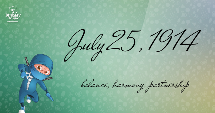July 25, 1914 Birthday Ninja