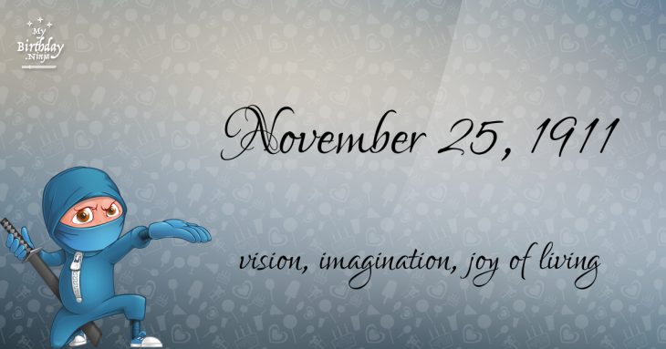 November 25, 1911 Birthday Ninja