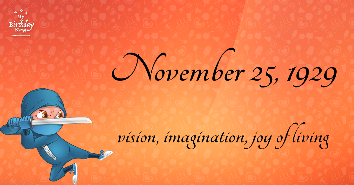 November 25, 1929 Birthday Ninja Poster