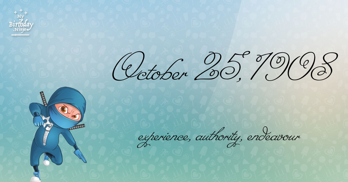 October 25, 1908 Birthday Ninja Poster