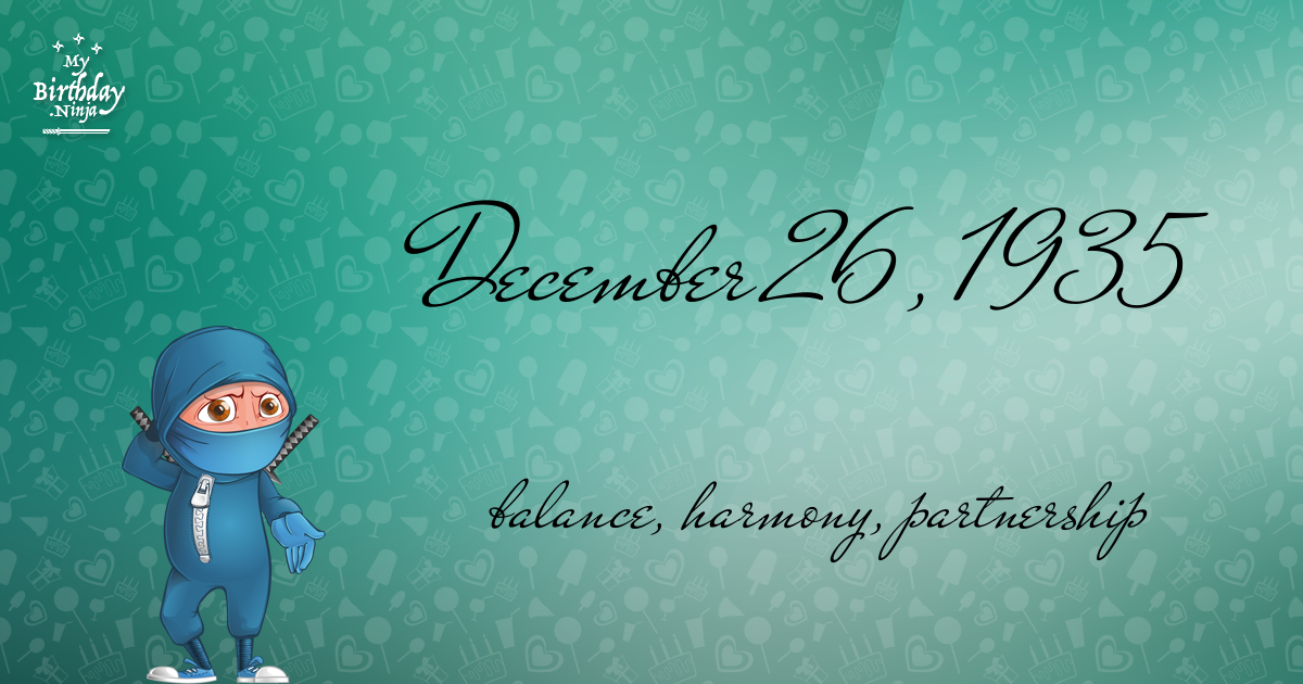 December 26, 1935 Birthday Ninja Poster