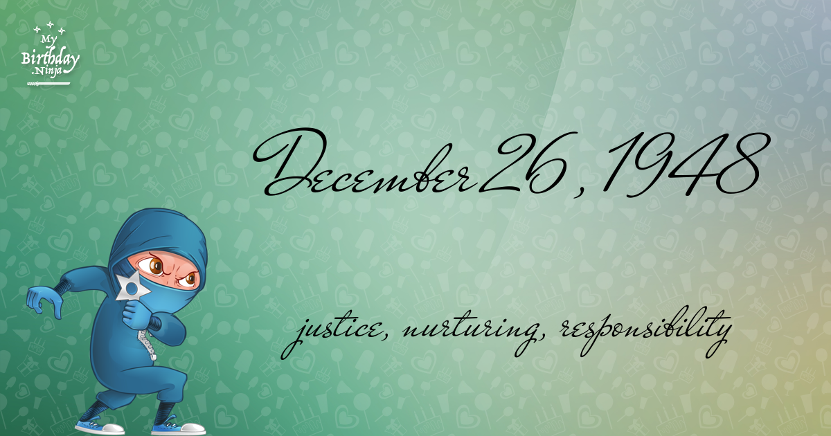 December 26, 1948 Birthday Ninja Poster