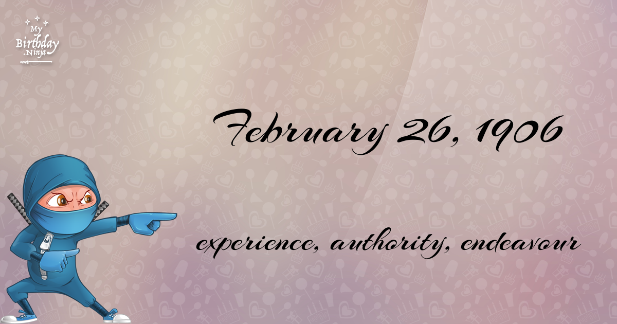 February 26, 1906 Birthday Ninja Poster