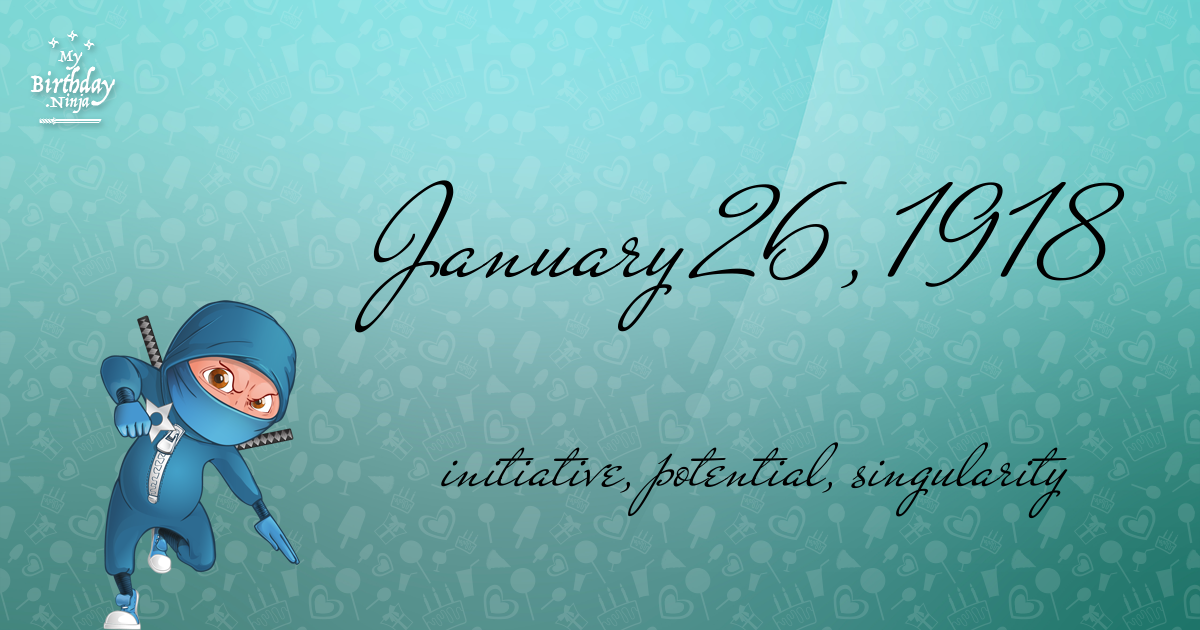 January 26, 1918 Birthday Ninja Poster