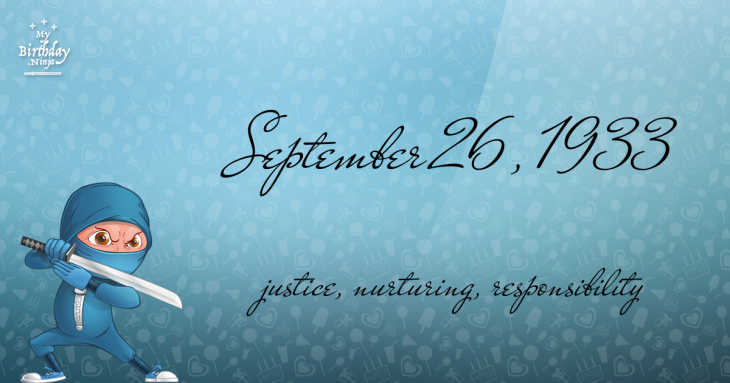 September 26, 1933 Birthday Ninja