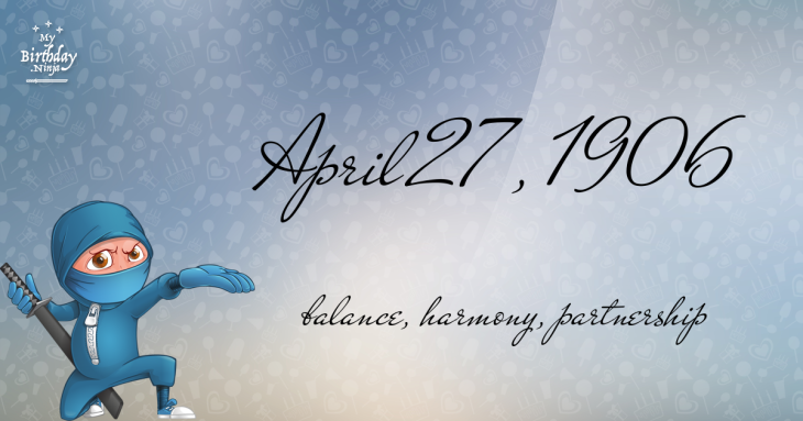 April 27, 1906 Birthday Ninja
