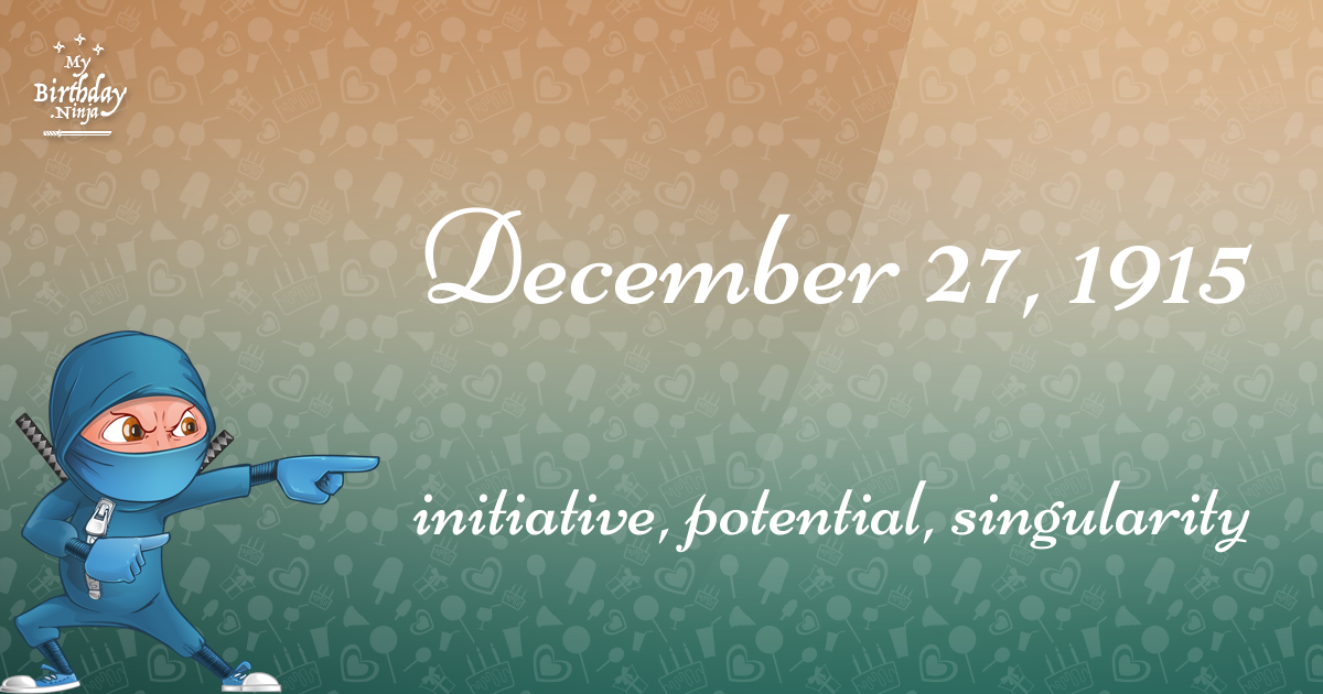 December 27, 1915 Birthday Ninja Poster