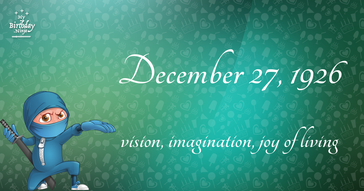 December 27, 1926 Birthday Ninja Poster