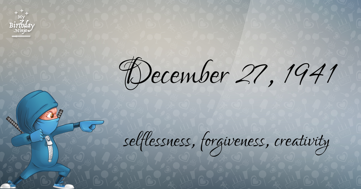 December 27, 1941 Birthday Ninja Poster