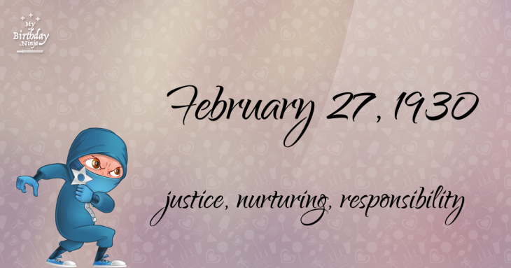 February 27, 1930 Birthday Ninja