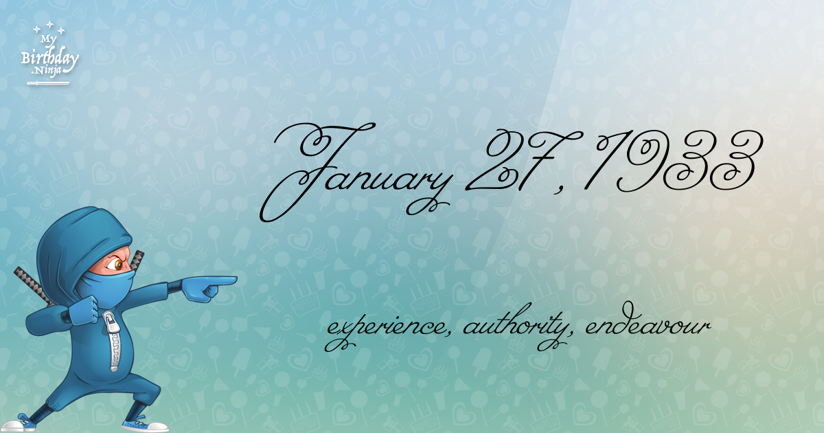 January 27, 1933 Birthday Ninja Poster