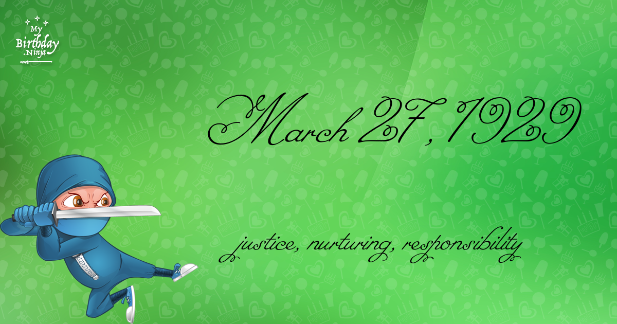 March 27, 1929 Birthday Ninja Poster