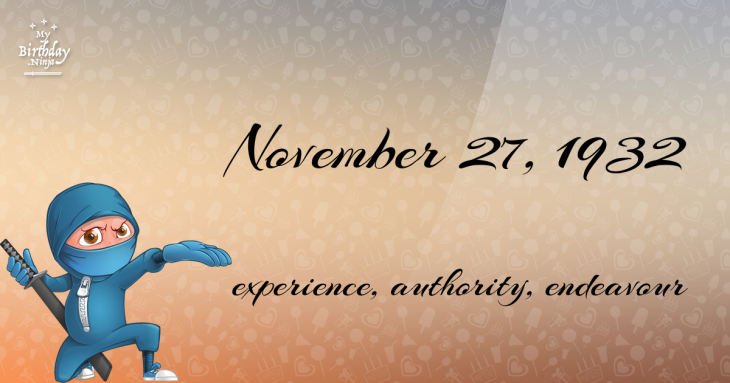 November 27, 1932 Birthday Ninja