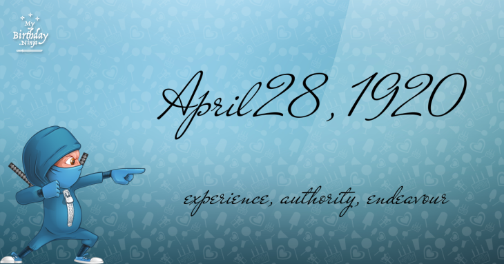April 28, 1920 Birthday Ninja