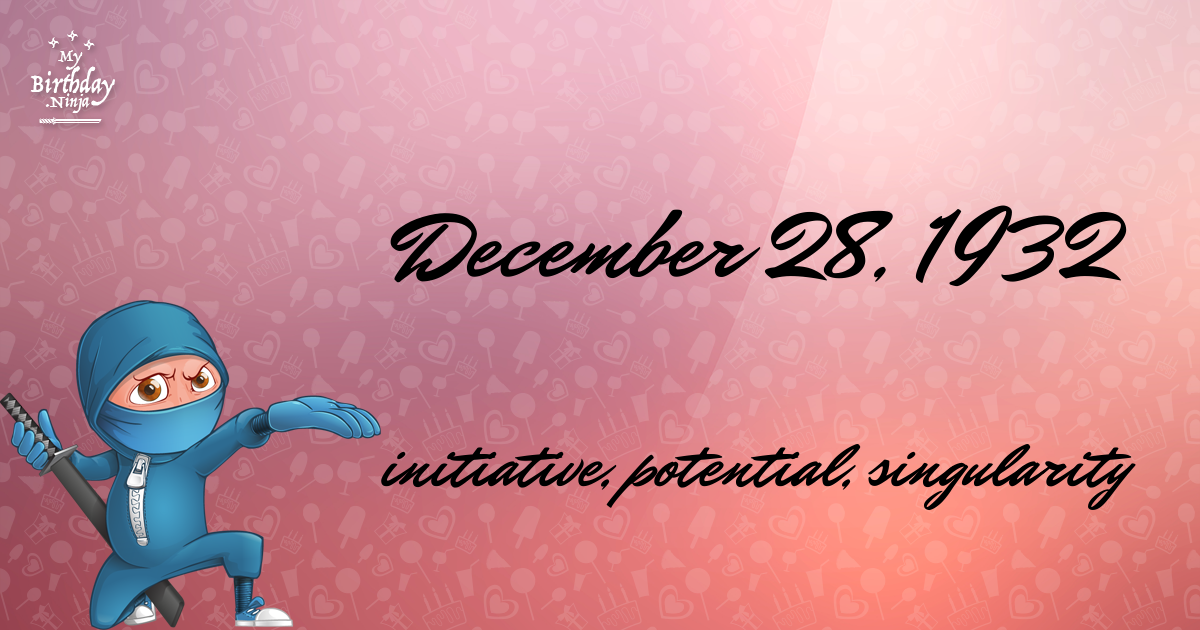 December 28, 1932 Birthday Ninja Poster