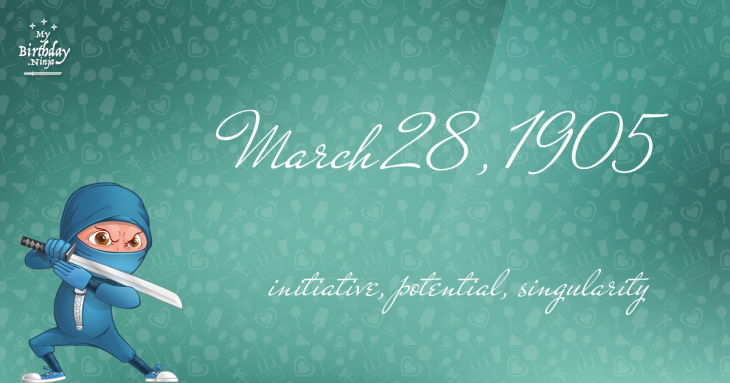 March 28, 1905 Birthday Ninja