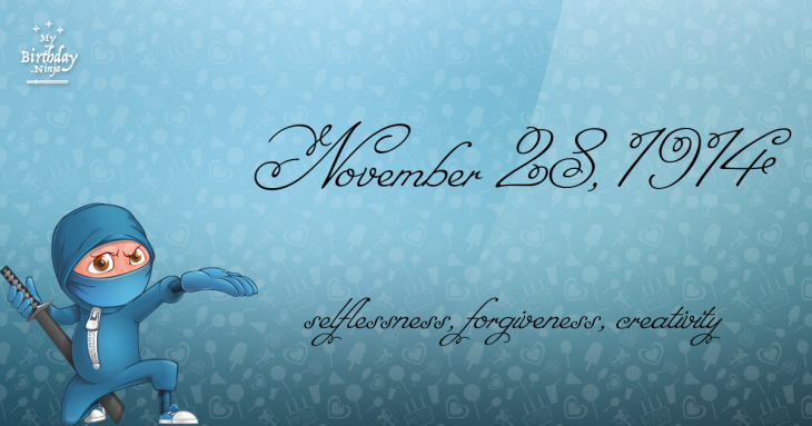 November 28, 1914 Birthday Ninja