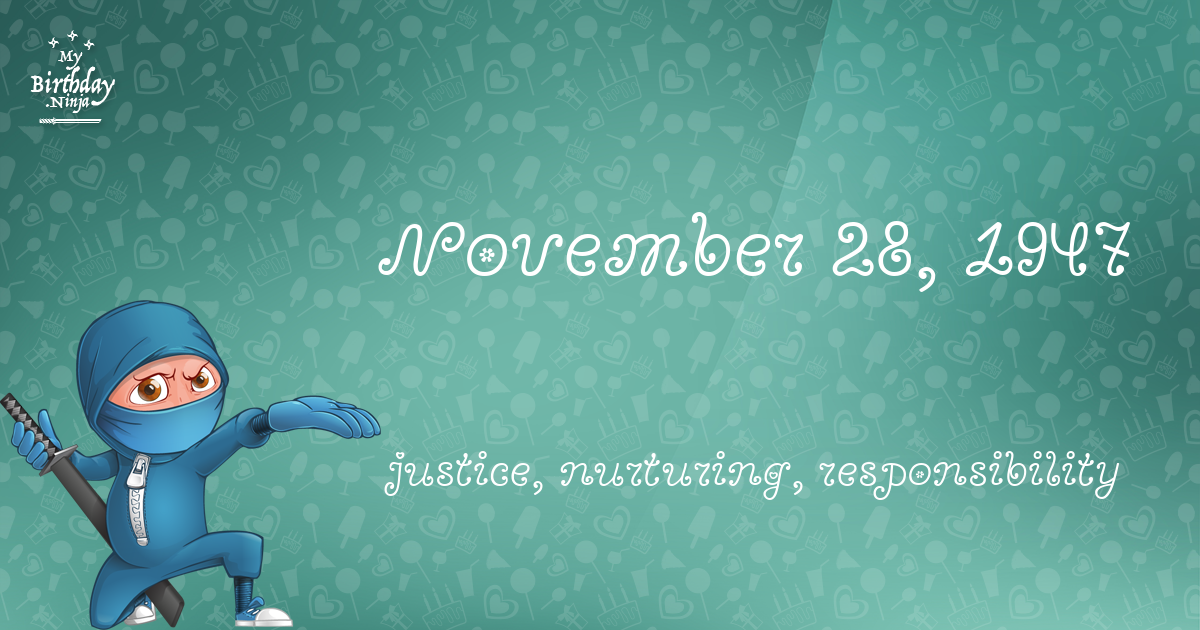 November 28, 1947 Birthday Ninja Poster
