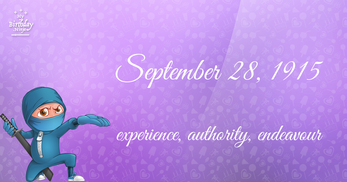 September 28, 1915 Birthday Ninja Poster