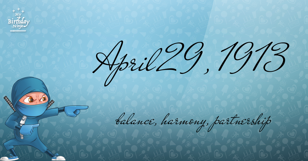 April 29, 1913 Birthday Ninja Poster