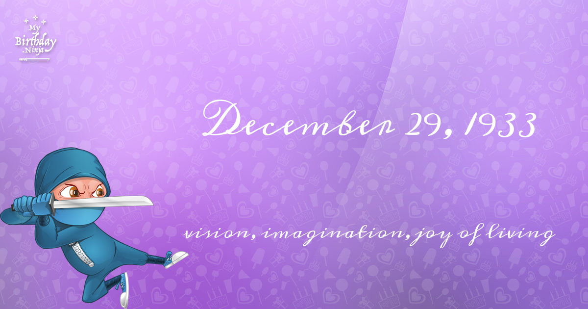December 29, 1933 Birthday Ninja Poster
