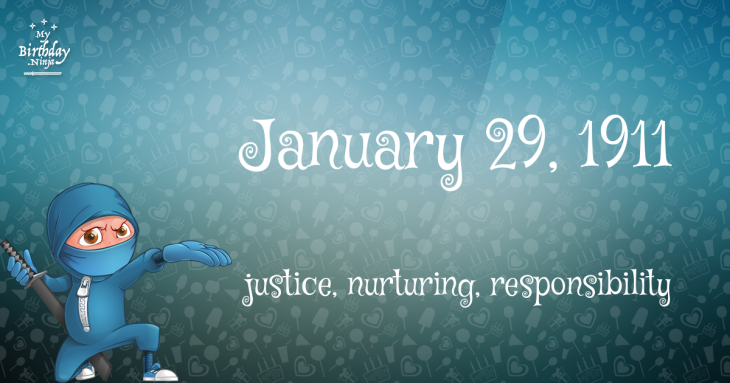 January 29, 1911 Birthday Ninja