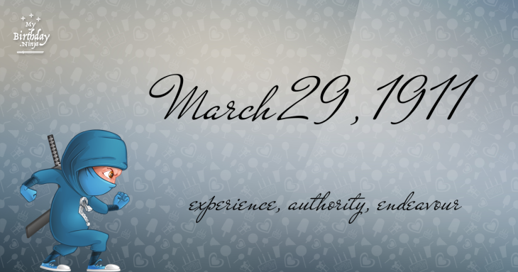 March 29, 1911 Birthday Ninja