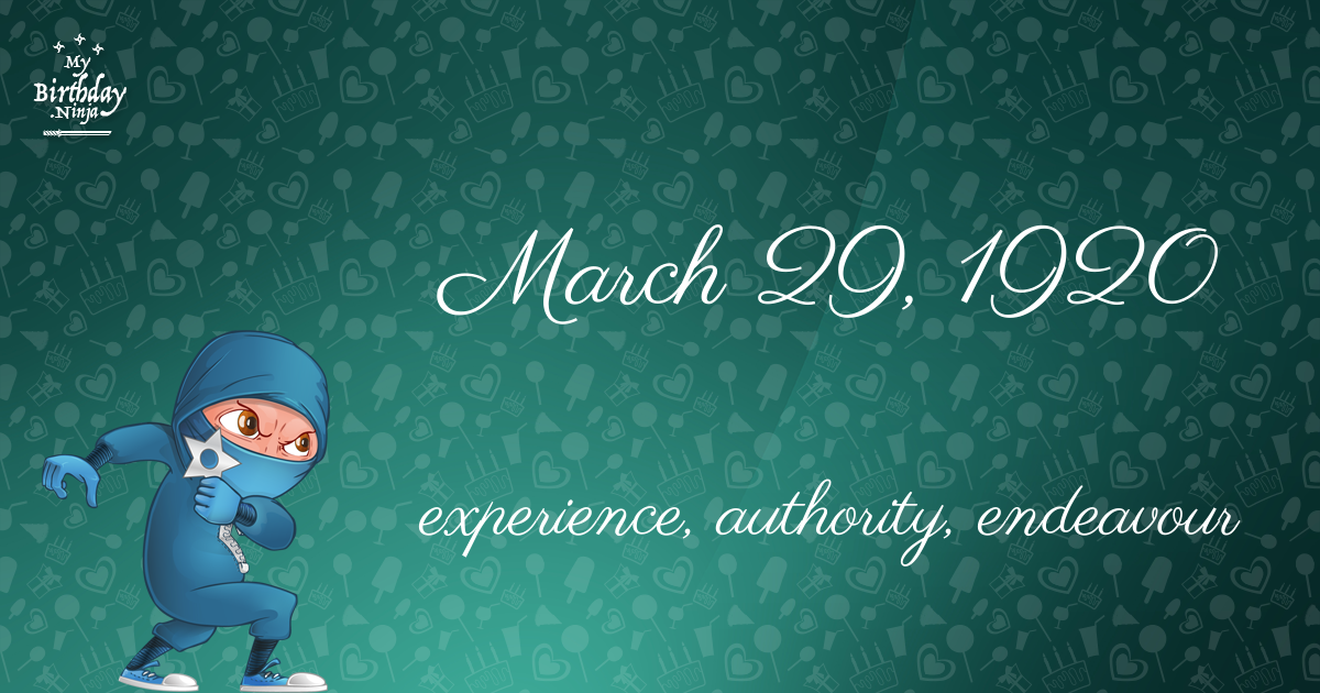 March 29, 1920 Birthday Ninja Poster
