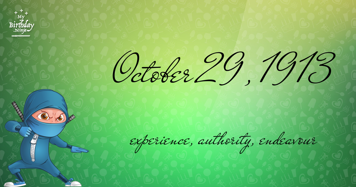 October 29, 1913 Birthday Ninja Poster