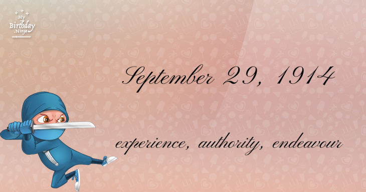 September 29, 1914 Birthday Ninja