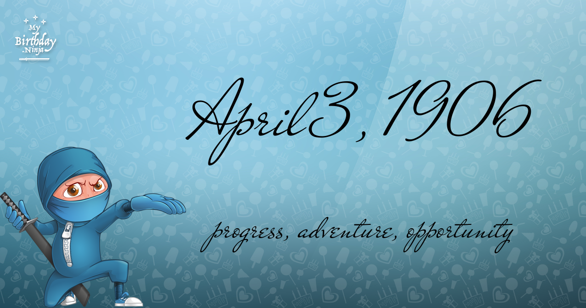 April 3, 1906 Birthday Ninja Poster