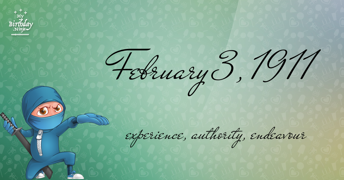 February 3, 1911 Birthday Ninja Poster
