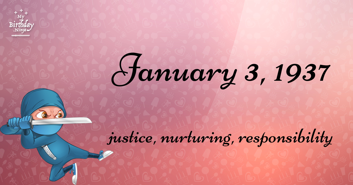 January 3, 1937 Birthday Ninja Poster